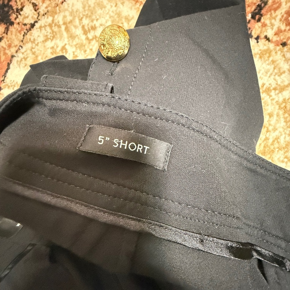 White House Black Market High Waist Black Shorts with Gold Buttons - Picture 4 of 6